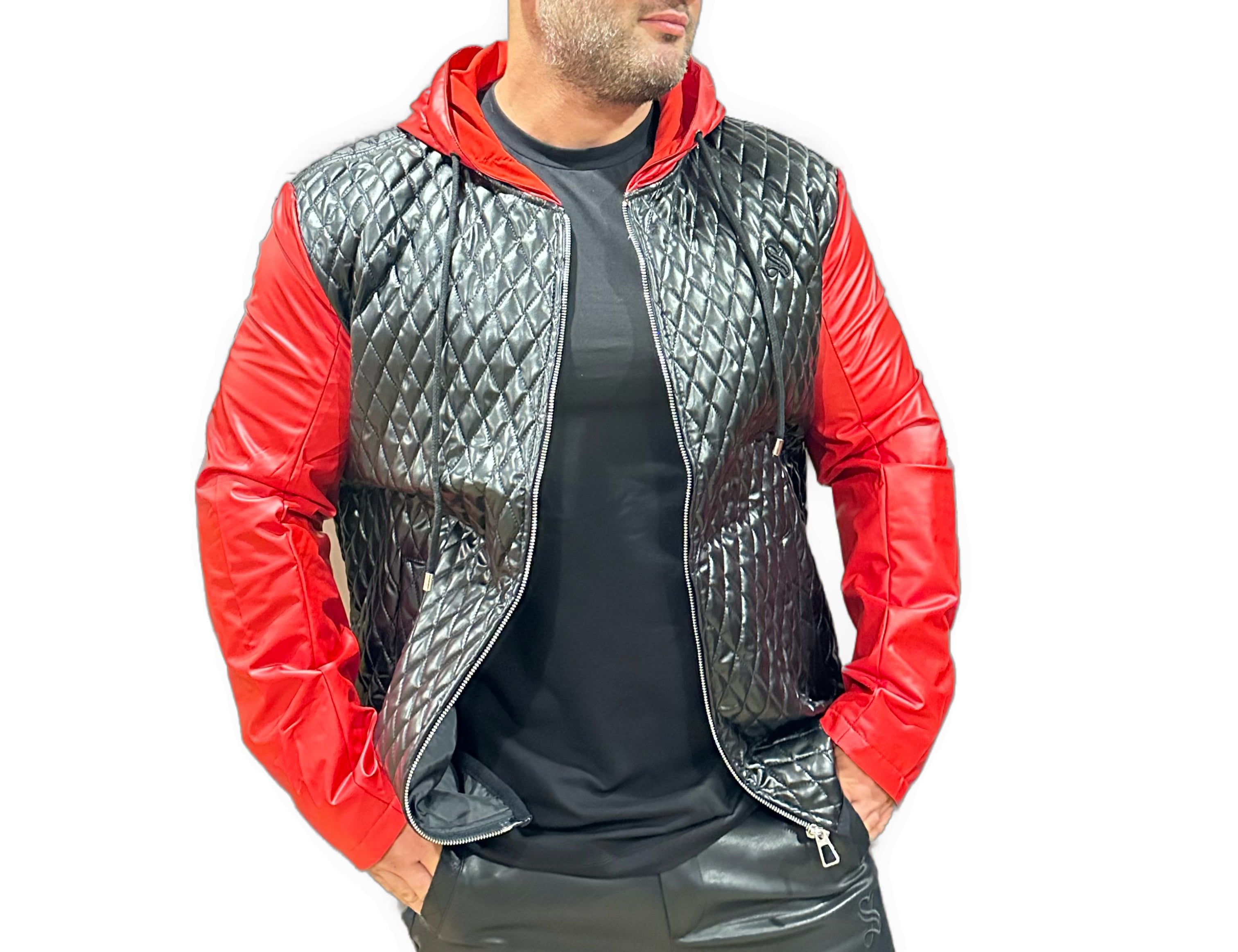 Robin 3 - Black/Red Jacket for Men - Sarman Fashion - Wholesale Clothing Fashion Brand for Men from Canada