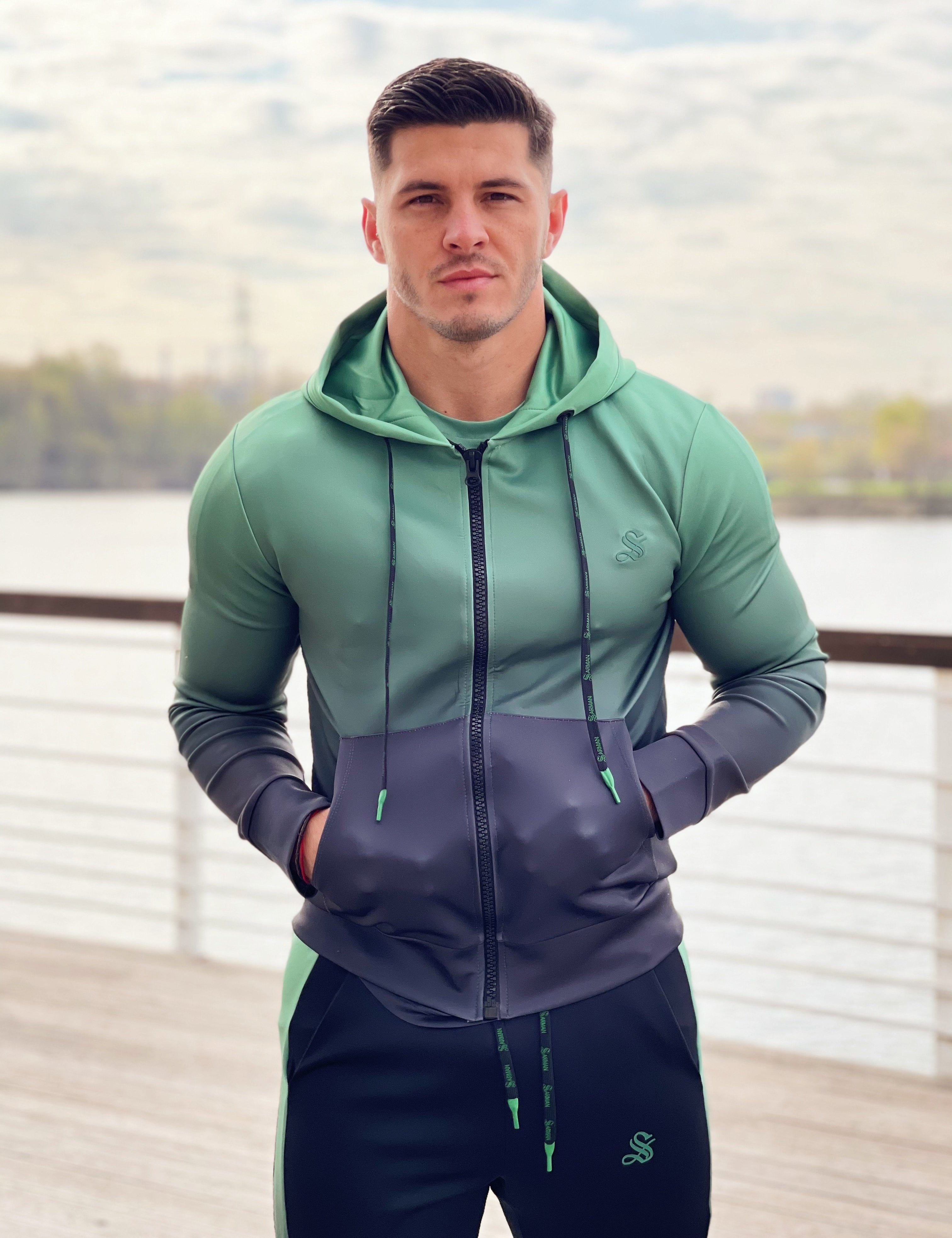 RockaBelti - Black/Khaki Hoodie for Men - Sarman Fashion - Wholesale Clothing Fashion Brand for Men from Canada