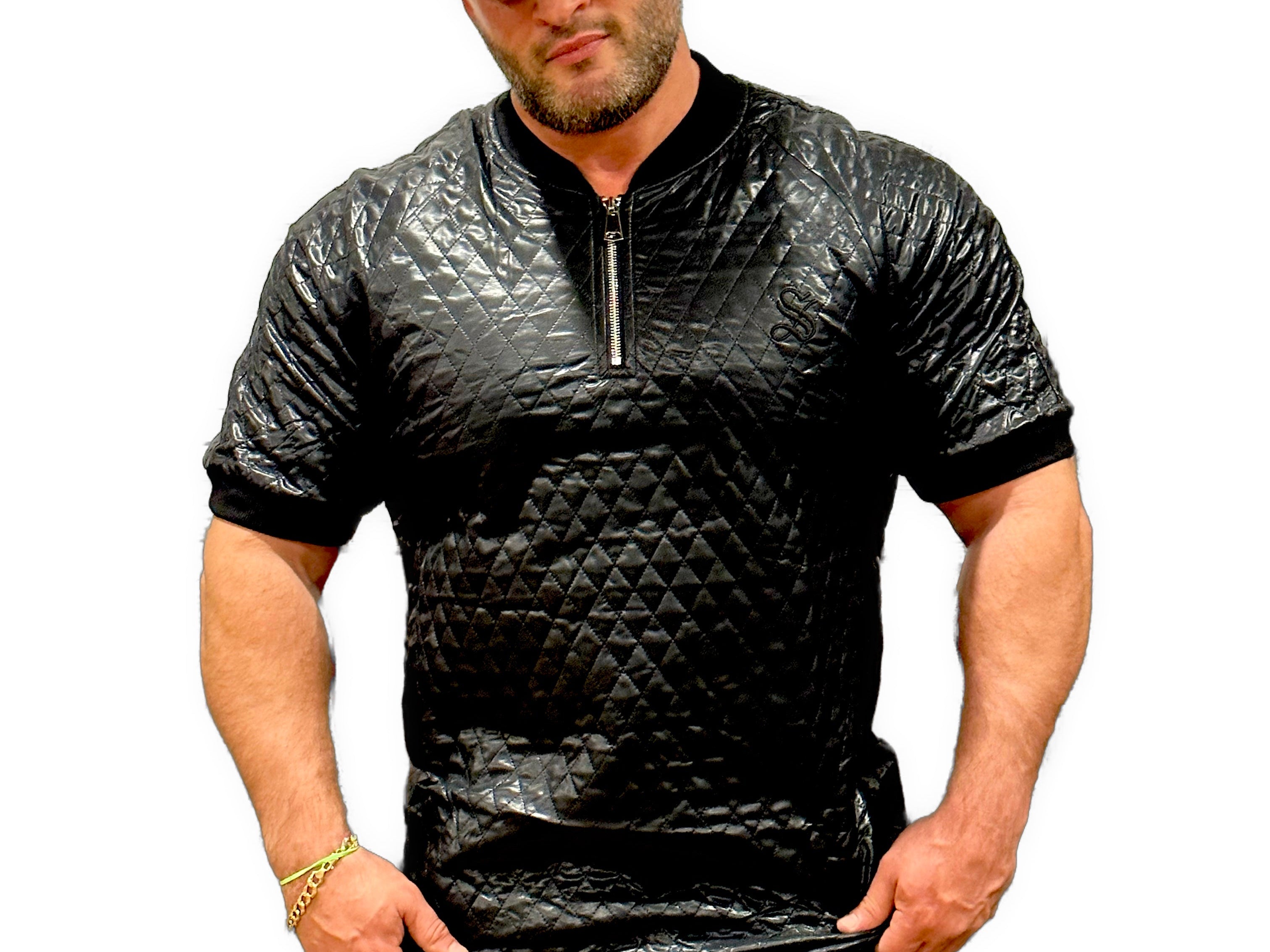 Romex - Zip Tee in Black for Men - Sarman Fashion - Wholesale Clothing Fashion Brand for Men from Canada