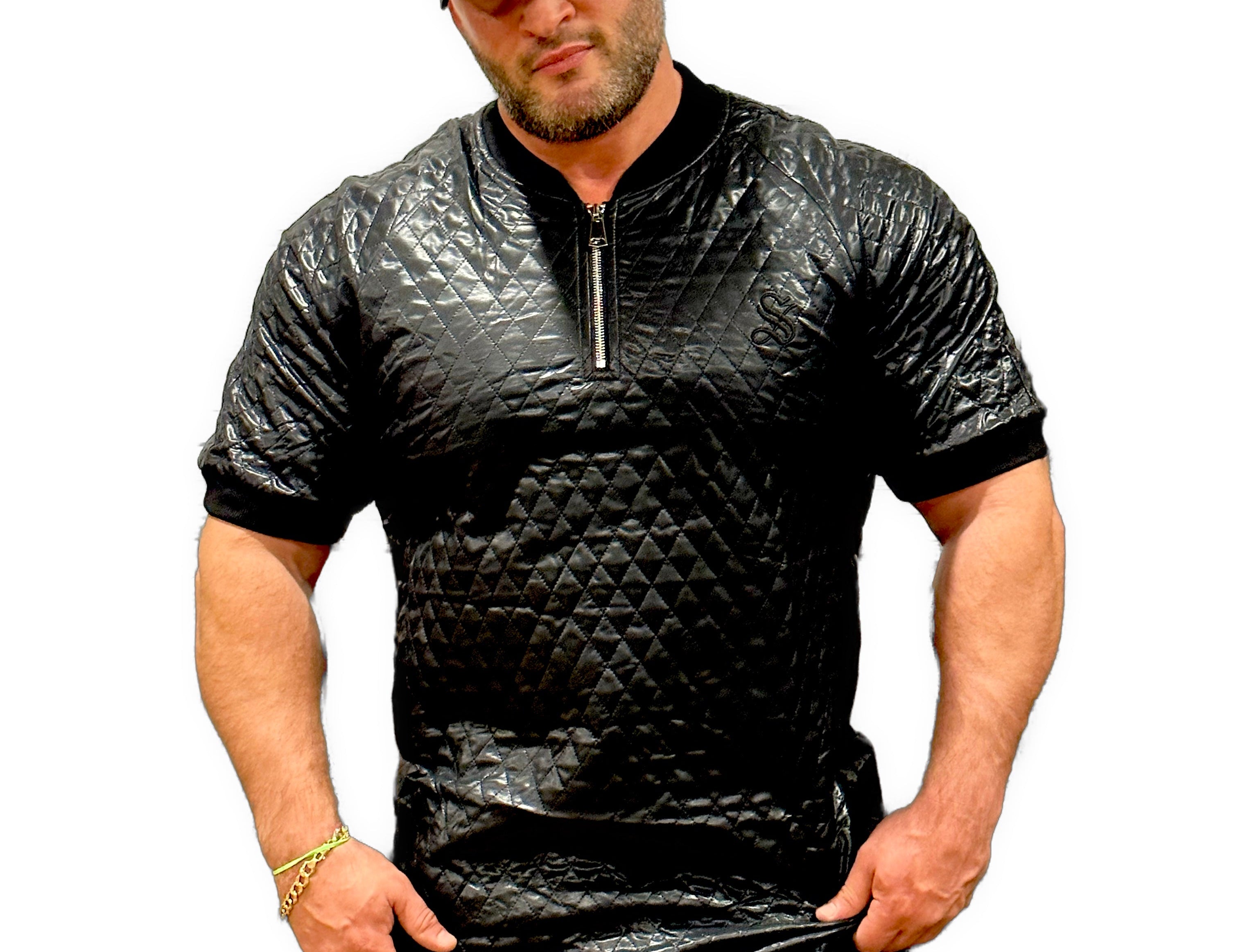 Romex - Zip Tee in Black for Men - Sarman Fashion - Wholesale Clothing Fashion Brand for Men from Canada