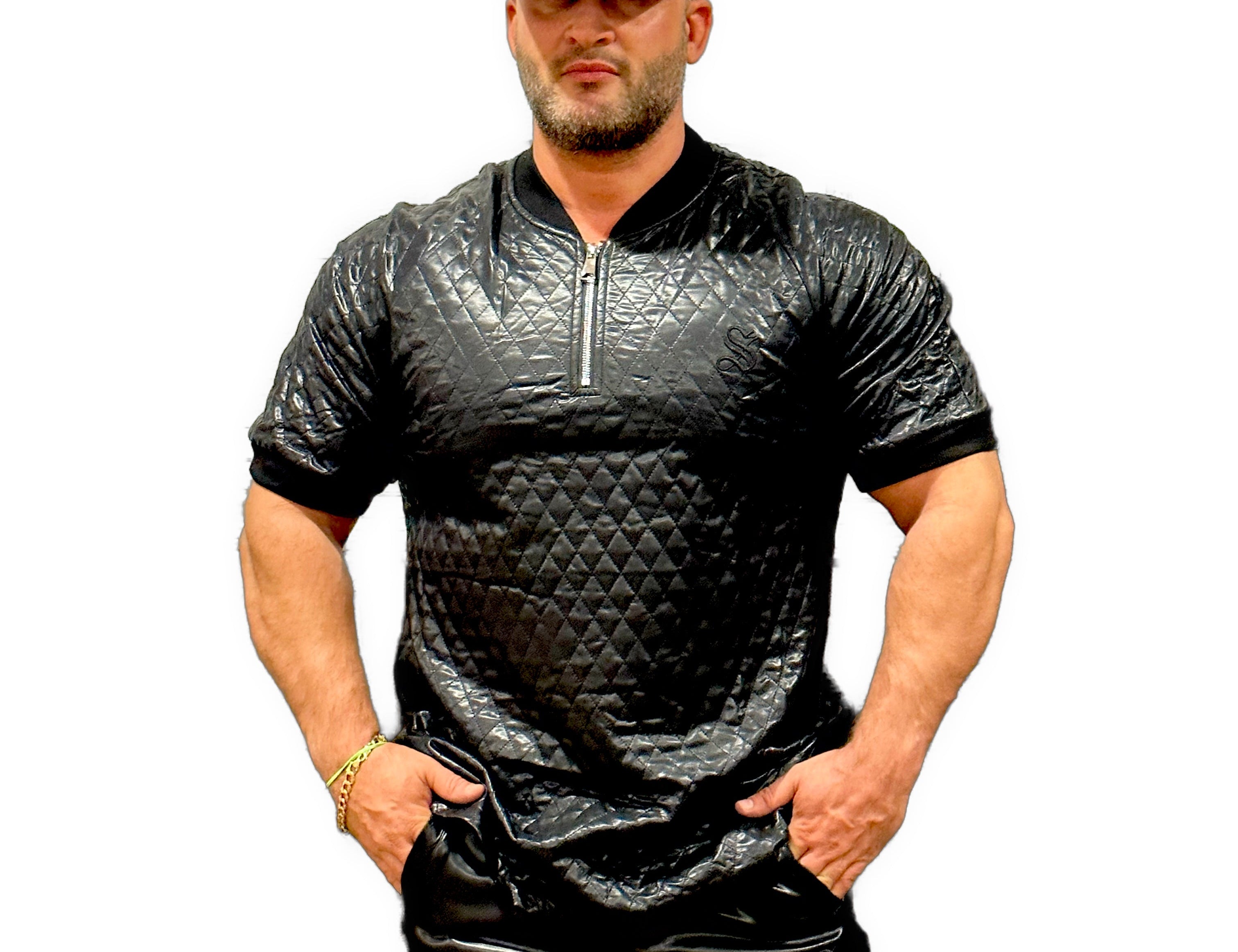 Romex - Zip Tee in Black for Men - Sarman Fashion - Wholesale Clothing Fashion Brand for Men from Canada