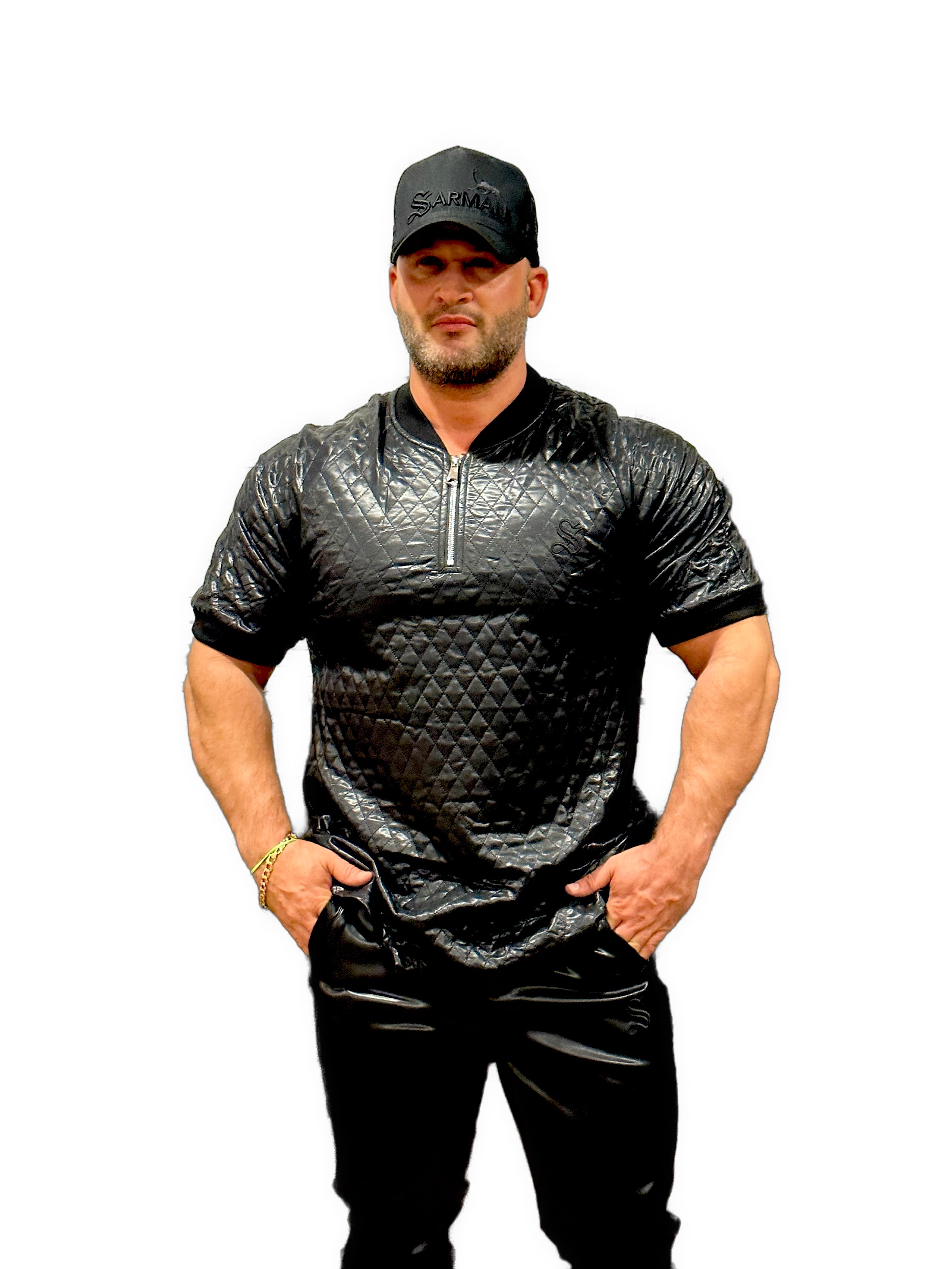 Romex - Zip Tee in Black for Men - Sarman Fashion - Wholesale Clothing Fashion Brand for Men from Canada