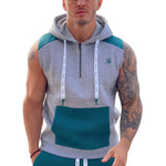 Rostan - Grey/Green Sleeveless Hoodie for Men - Sarman Fashion - Wholesale Clothing Fashion Brand for Men from Canada