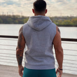 Rostan - Grey/Green Sleeveless Hoodie for Men - Sarman Fashion - Wholesale Clothing Fashion Brand for Men from Canada