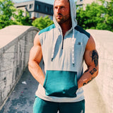 Rostan - Grey/Green Sleeveless Hoodie for Men - Sarman Fashion - Wholesale Clothing Fashion Brand for Men from Canada