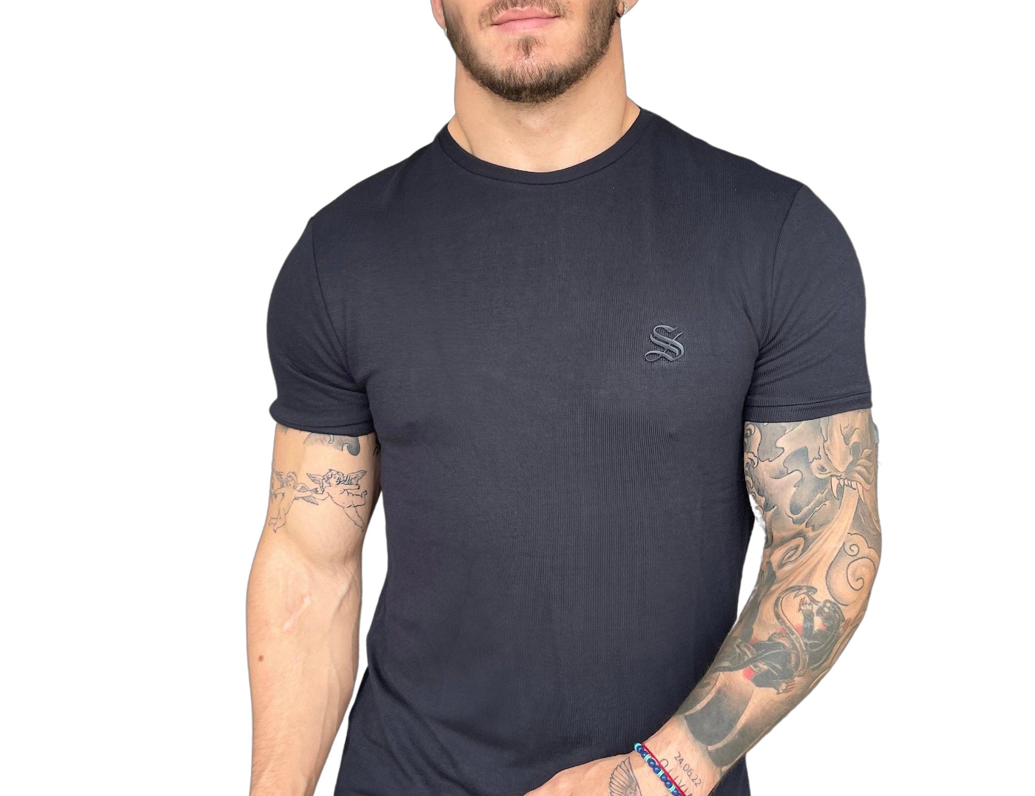 RotterDam - Black T-Shirt for Men (PRE-ORDER DISPATCH DATE 15 APRIL 2023) - Sarman Fashion - Wholesale Clothing Fashion Brand for Men from Canada