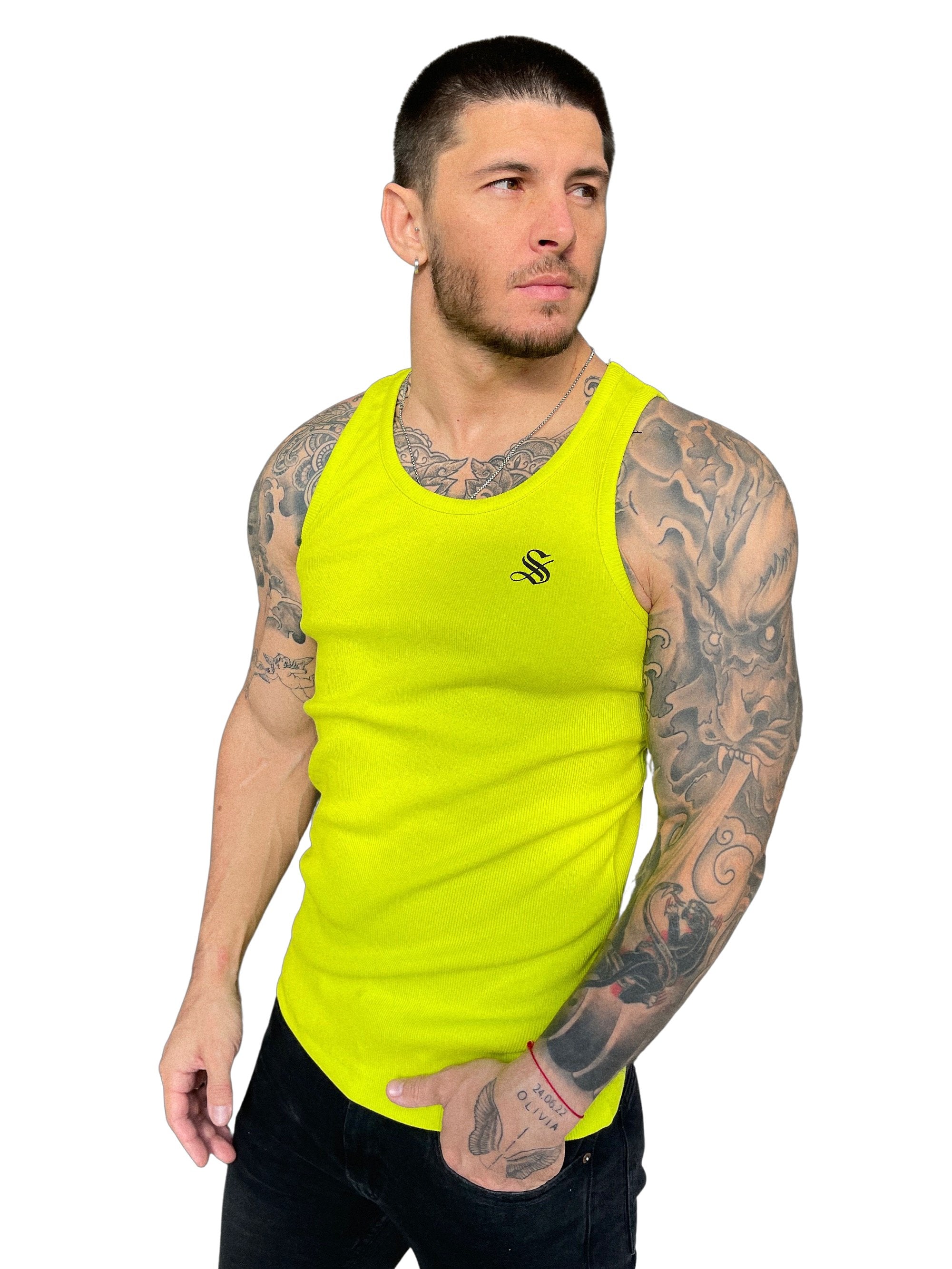 Sariel - Yellow Tank Top for Men - Sarman Fashion - Wholesale Clothing Fashion Brand for Men from Canada