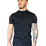 Semio - Black Short Sleeves Jeans Shirt for Men (PRE-ORDER DISPATCH DATE 15 APRIL 2023) - Sarman Fashion - Wholesale Clothing Fashion Brand for Men from Canada