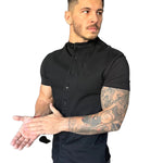 Semio - Black Short Sleeves Jeans Shirt for Men (PRE-ORDER DISPATCH DATE 15 APRIL 2023) - Sarman Fashion - Wholesale Clothing Fashion Brand for Men from Canada