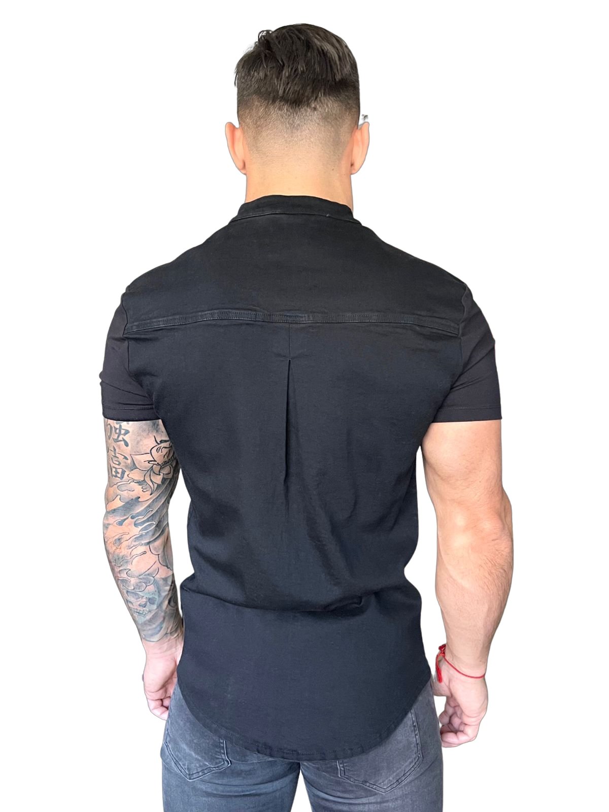 Semio - Black Short Sleeves Jeans Shirt for Men (PRE-ORDER DISPATCH DATE 15 APRIL 2023) - Sarman Fashion - Wholesale Clothing Fashion Brand for Men from Canada