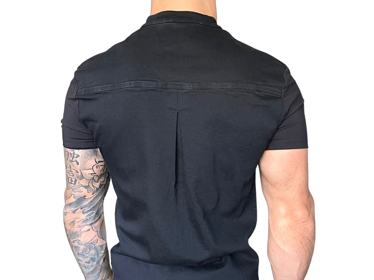 Semio - Black Short Sleeves Jeans Shirt for Men (PRE-ORDER DISPATCH DATE 15 APRIL 2023) - Sarman Fashion - Wholesale Clothing Fashion Brand for Men from Canada