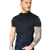 Semio - Black Short Sleeves Jeans Shirt for Men (PRE-ORDER DISPATCH DATE 15 APRIL 2023) - Sarman Fashion - Wholesale Clothing Fashion Brand for Men from Canada