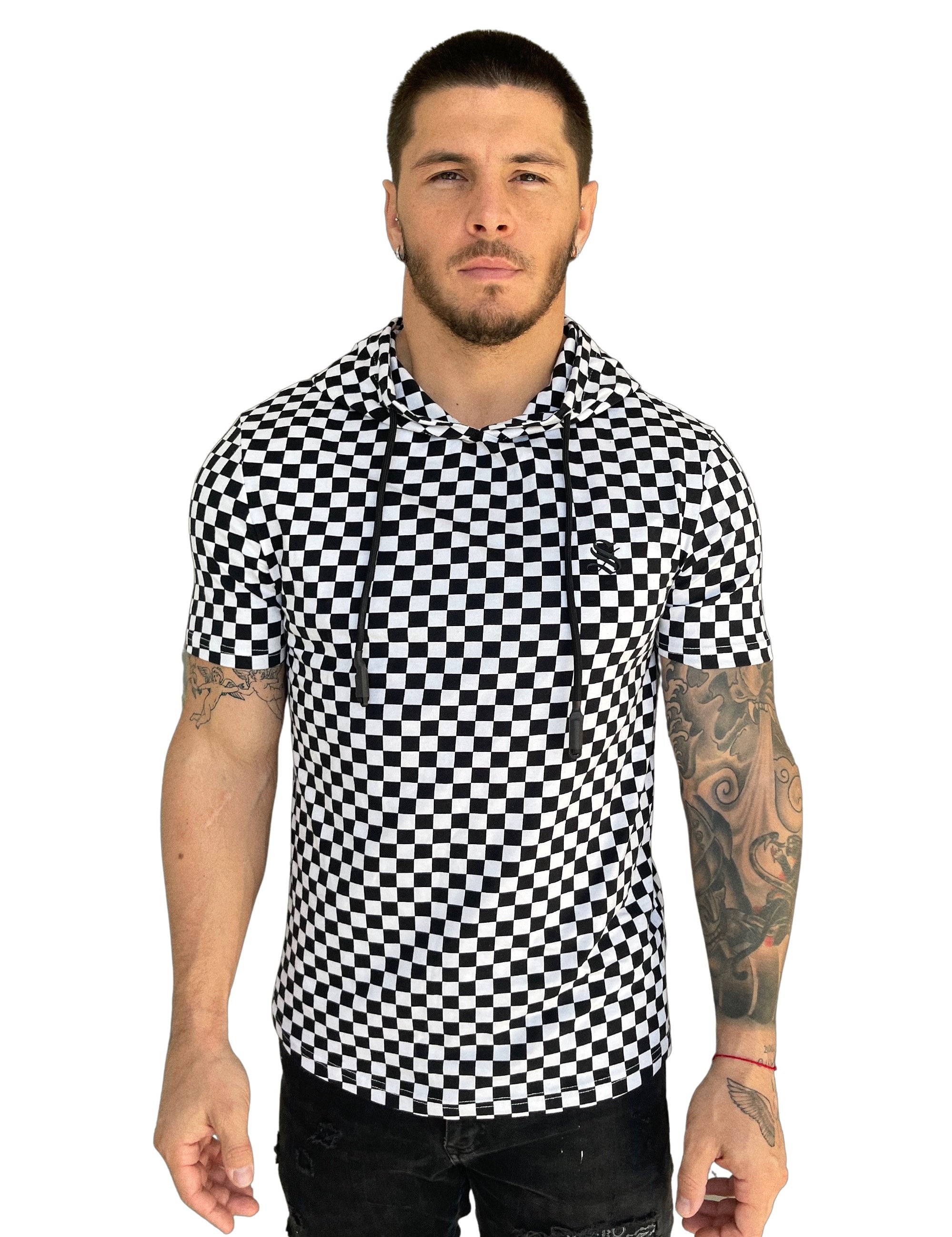 Shephard - Black T-shirt with hood for Men - Sarman Fashion - Wholesale Clothing Fashion Brand for Men from Canada