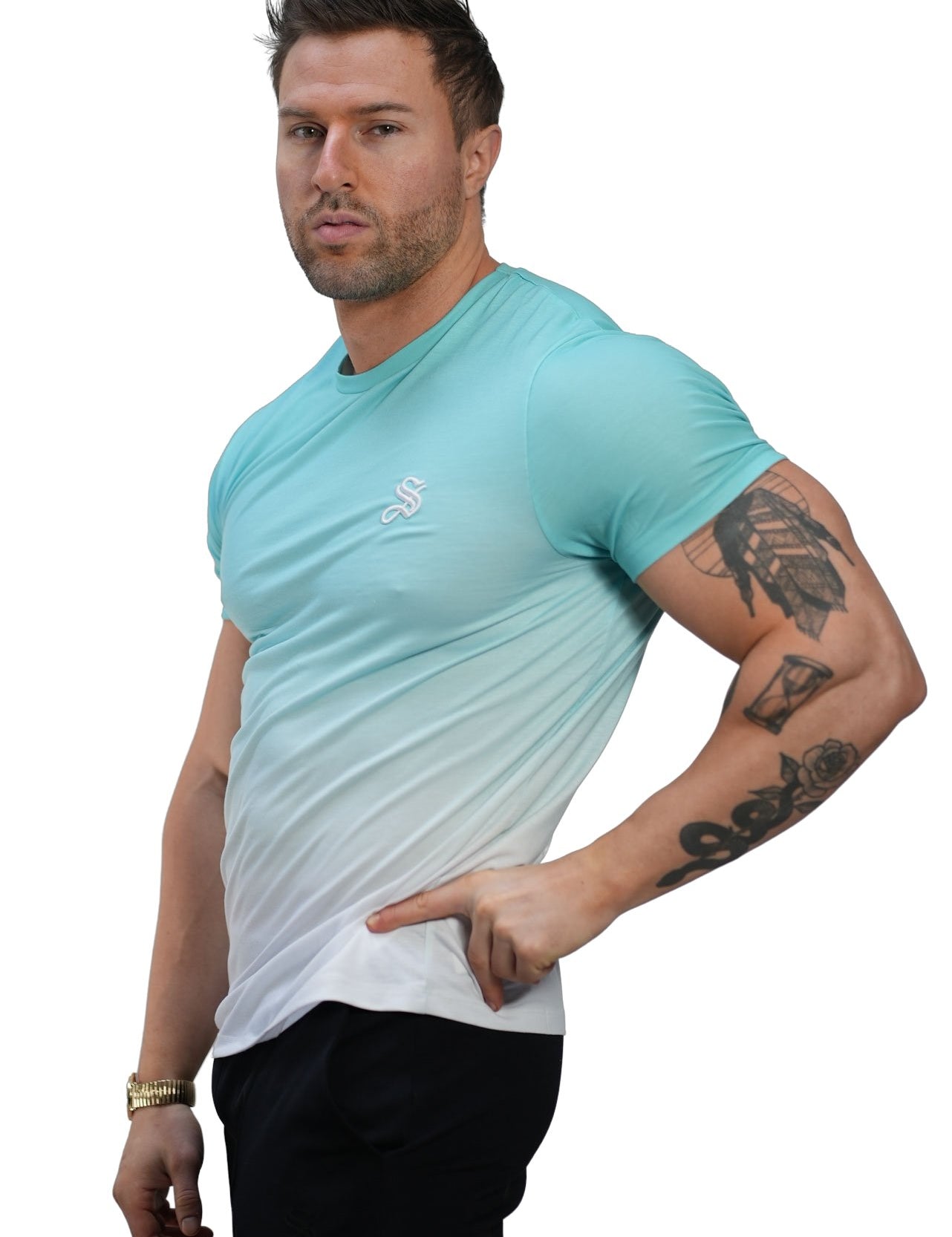 Sky Blue 2 - Blue/WhiteT-Shirt for Men - Sarman Fashion - Wholesale Clothing Fashion Brand for Men from Canada