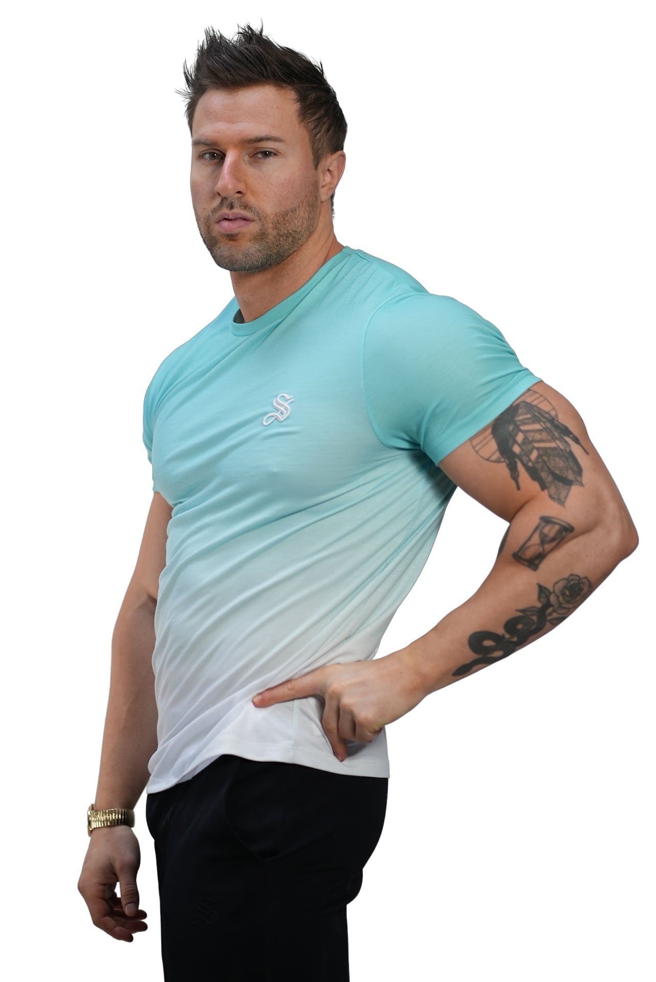 Sky Blue 2 - Blue/WhiteT-Shirt for Men - Sarman Fashion - Wholesale Clothing Fashion Brand for Men from Canada