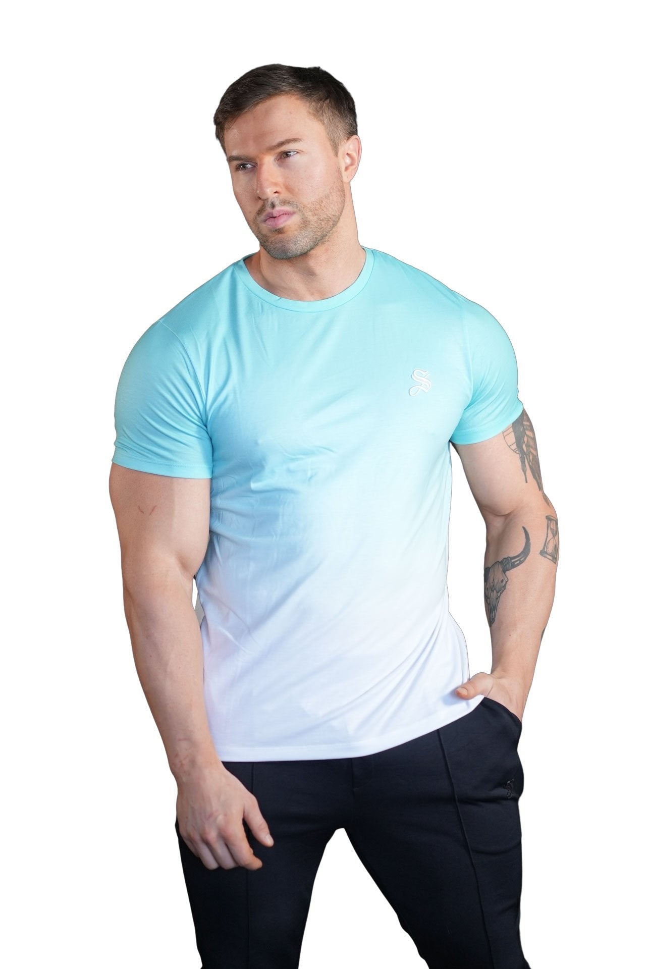 Sky Blue 2 - Blue/WhiteT-Shirt for Men - Sarman Fashion - Wholesale Clothing Fashion Brand for Men from Canada