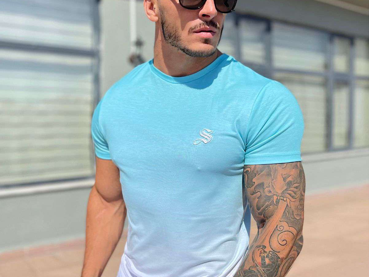 Sky Blue 2 - Blue/WhiteT-Shirt for Men (PRE-ORDER DISPATCH DATE 25 DECEMBER 2021) - Sarman Fashion - Wholesale Clothing Fashion Brand for Men from Canada