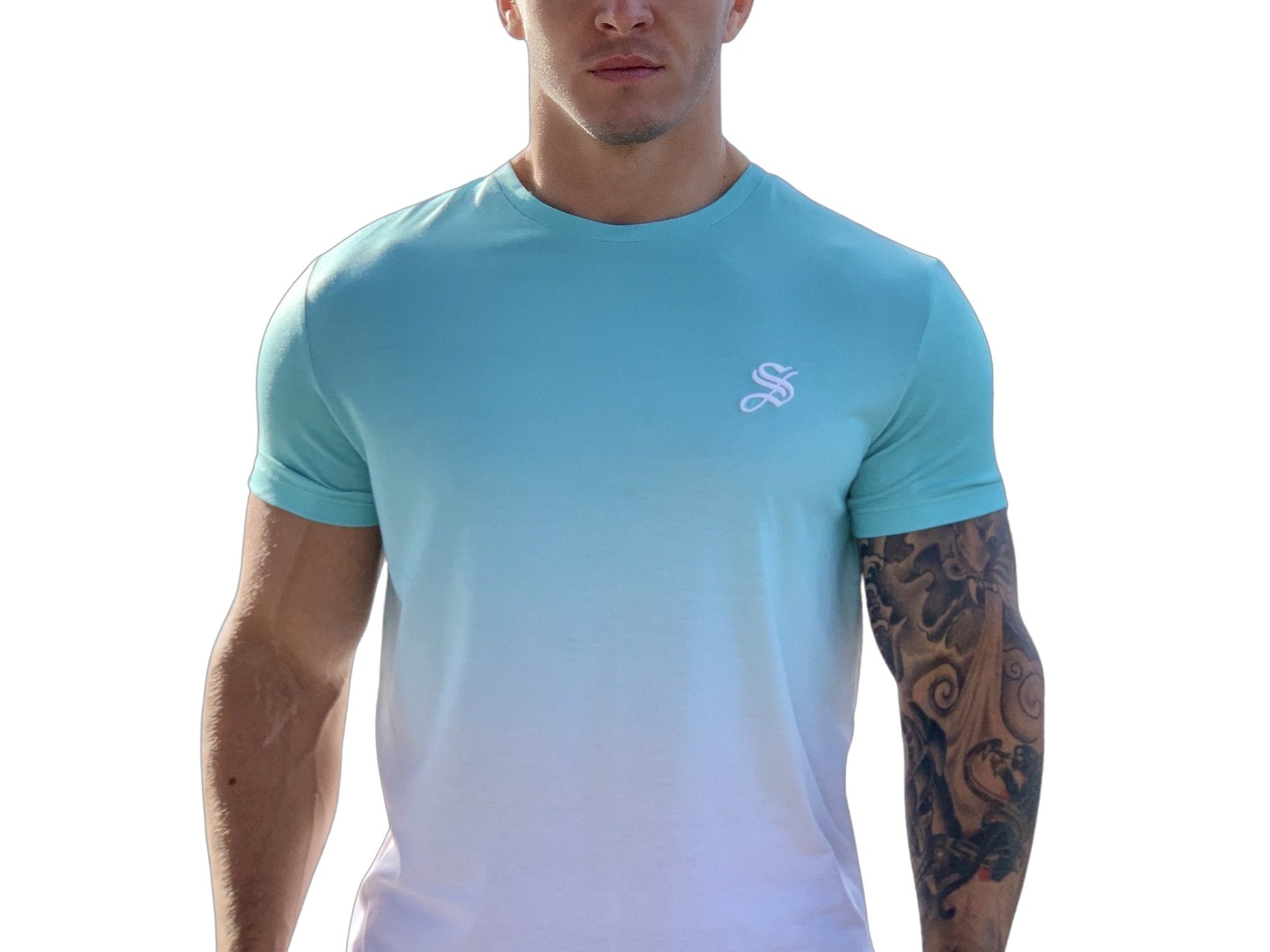 Sky Blue - Blue/WhiteT-Shirt for Men - Sarman Fashion - Wholesale Clothing Fashion Brand for Men from Canada