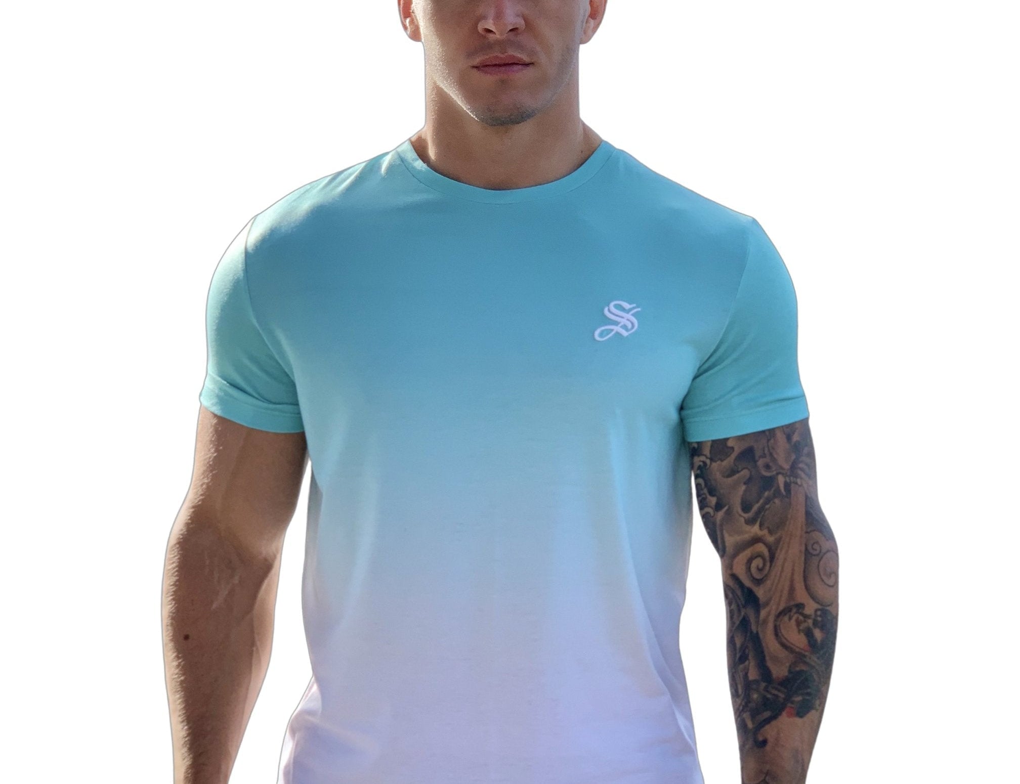 Sky Blue - Blue/WhiteT-Shirt for Men - Sarman Fashion - Wholesale Clothing Fashion Brand for Men from Canada