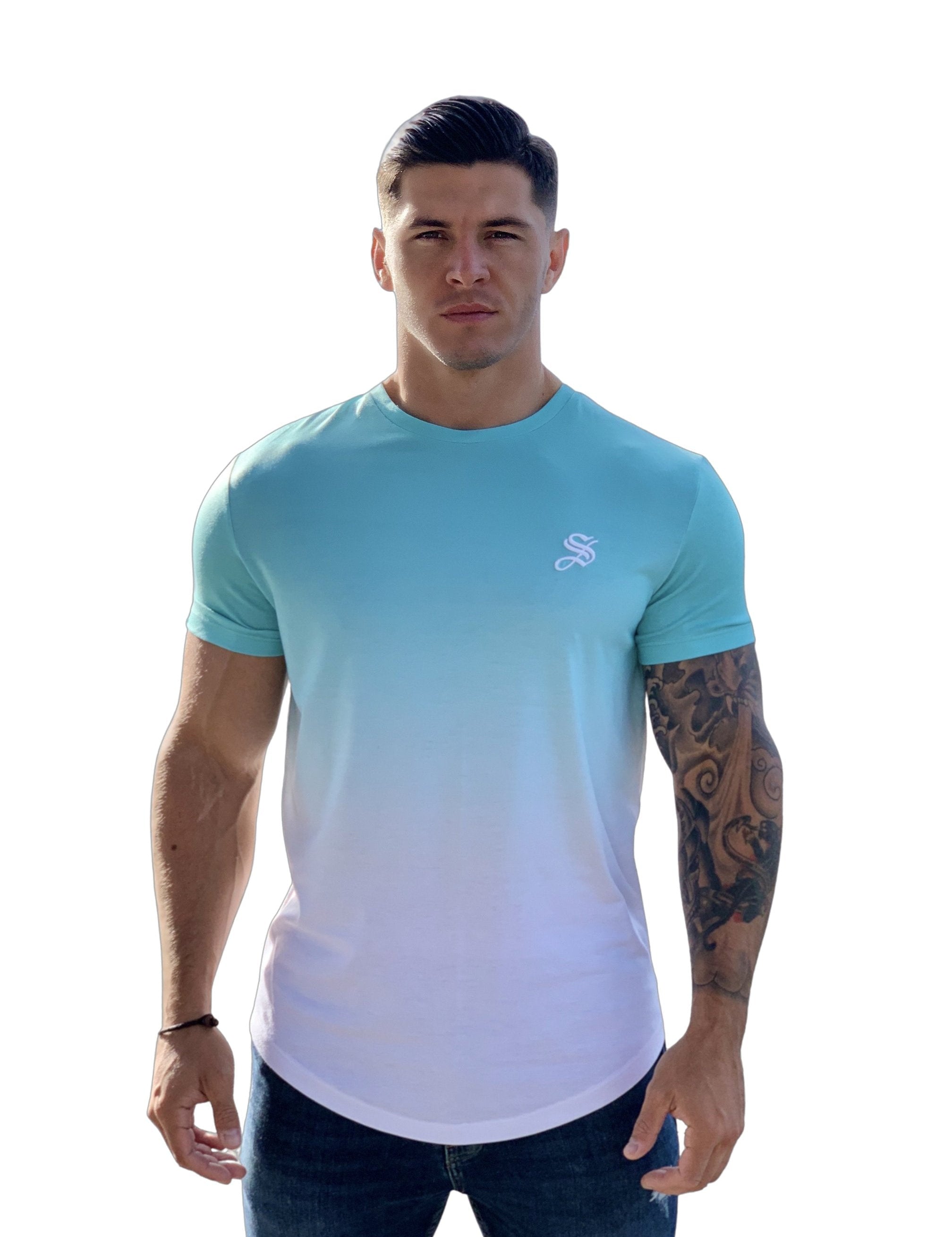 Sky Blue - Blue/WhiteT-Shirt for Men - Sarman Fashion - Wholesale Clothing Fashion Brand for Men from Canada