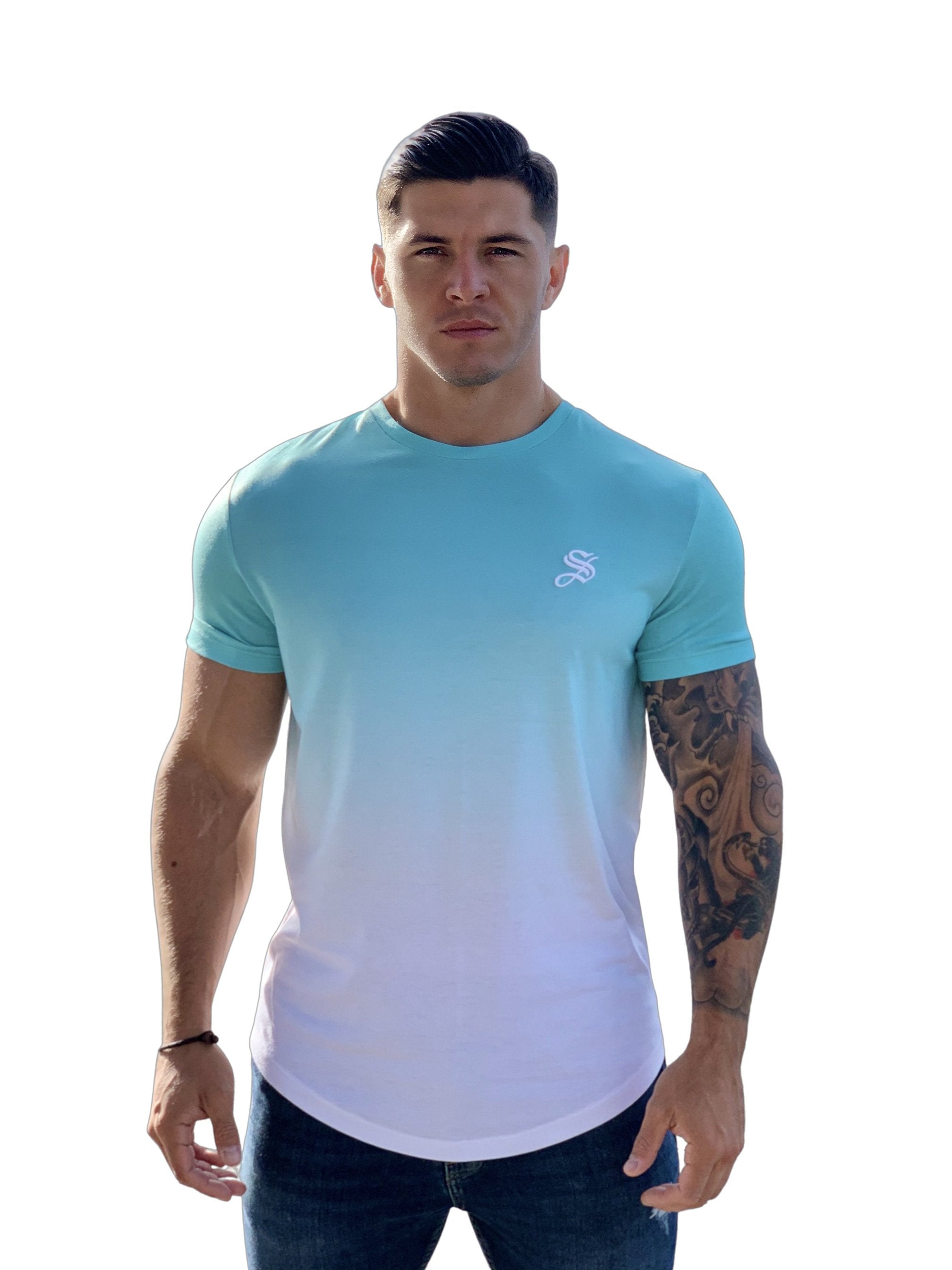 Sky Blue - Blue/WhiteT-Shirt for Men - Sarman Fashion - Wholesale Clothing Fashion Brand for Men from Canada