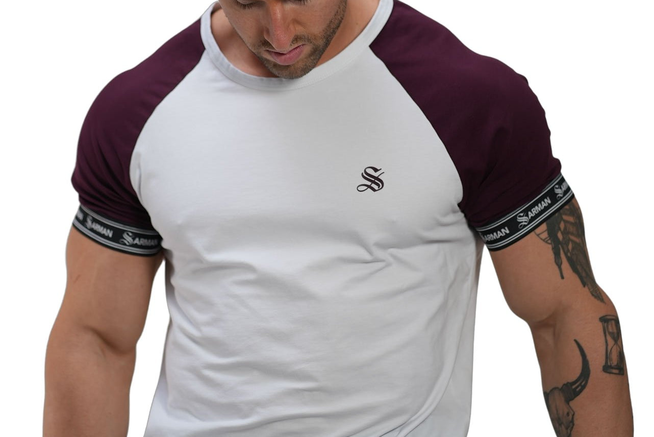 SmoothLook - White/Burgundy T- Shirt for Men - Sarman Fashion - Wholesale Clothing Fashion Brand for Men from Canada