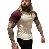 SmoothLook - White/Burgundy T- Shirt for Men - Sarman Fashion - Wholesale Clothing Fashion Brand for Men from Canada