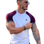 SmoothLook - White/Burgundy T- Shirt for Men - Sarman Fashion - Wholesale Clothing Fashion Brand for Men from Canada