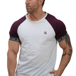 SmoothLook - White/Burgundy T- Shirt for Men - Sarman Fashion - Wholesale Clothing Fashion Brand for Men from Canada