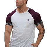 SmoothLook - White/Burgundy T- Shirt for Men - Sarman Fashion - Wholesale Clothing Fashion Brand for Men from Canada