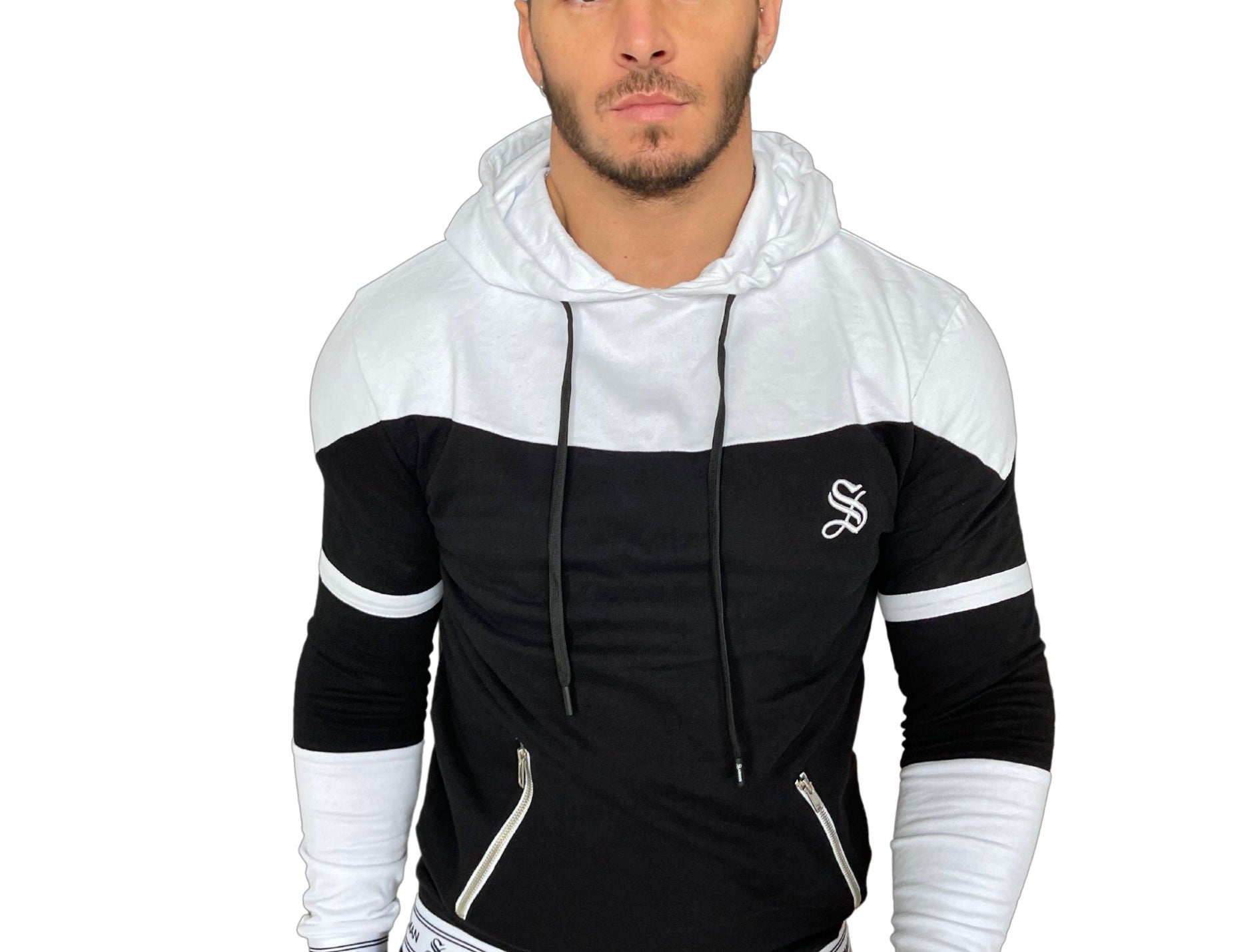 Space - Black/White Hoodie for Men - Sarman Fashion - Wholesale Clothing Fashion Brand for Men from Canada