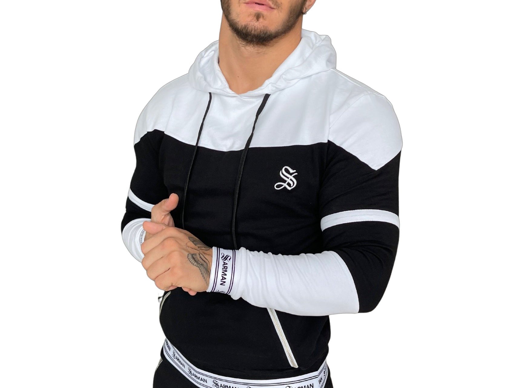 Space - Black/White Hoodie for Men - Sarman Fashion - Wholesale Clothing Fashion Brand for Men from Canada