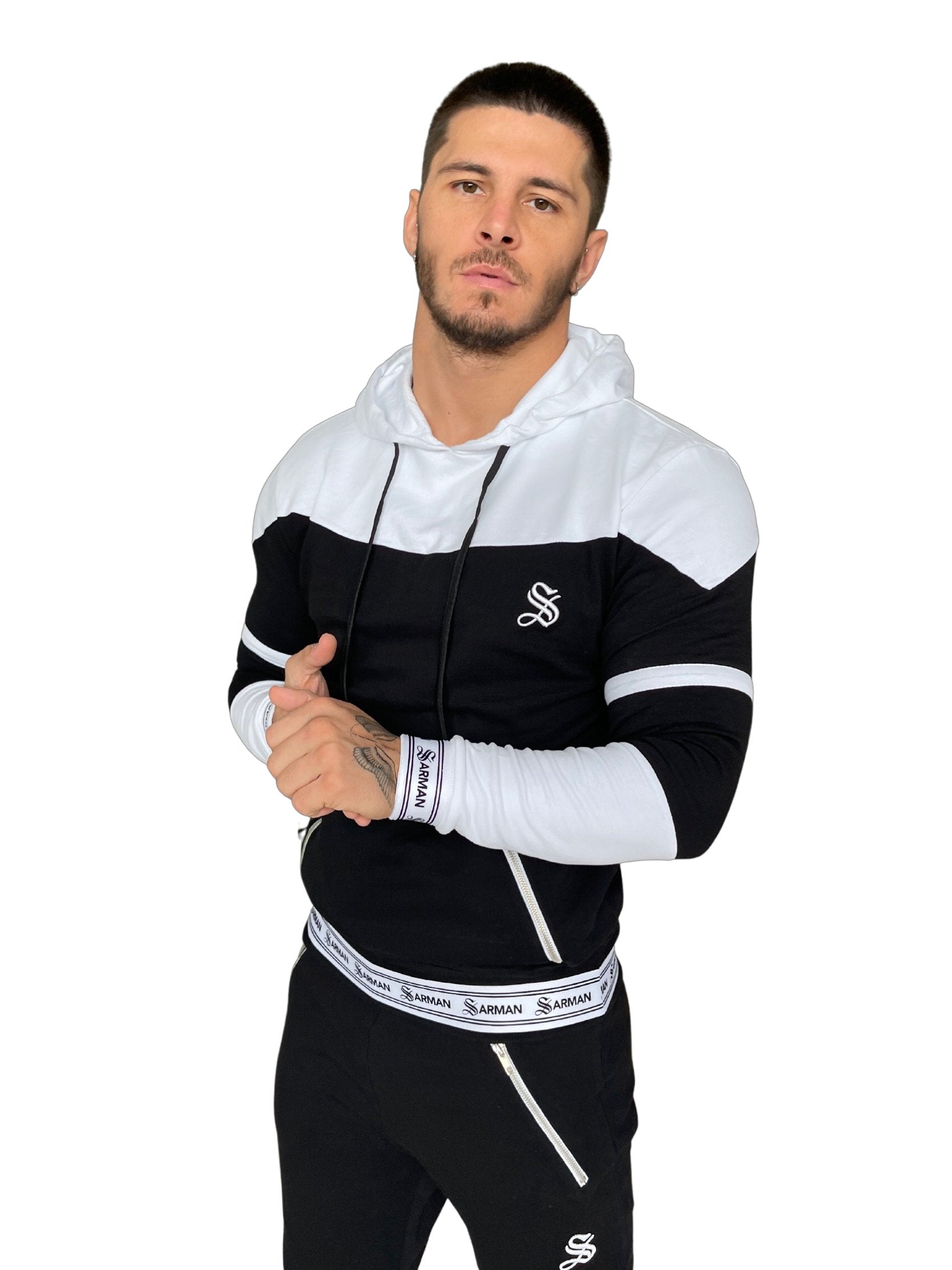 Space - Black/White Hoodie for Men - Sarman Fashion - Wholesale Clothing Fashion Brand for Men from Canada