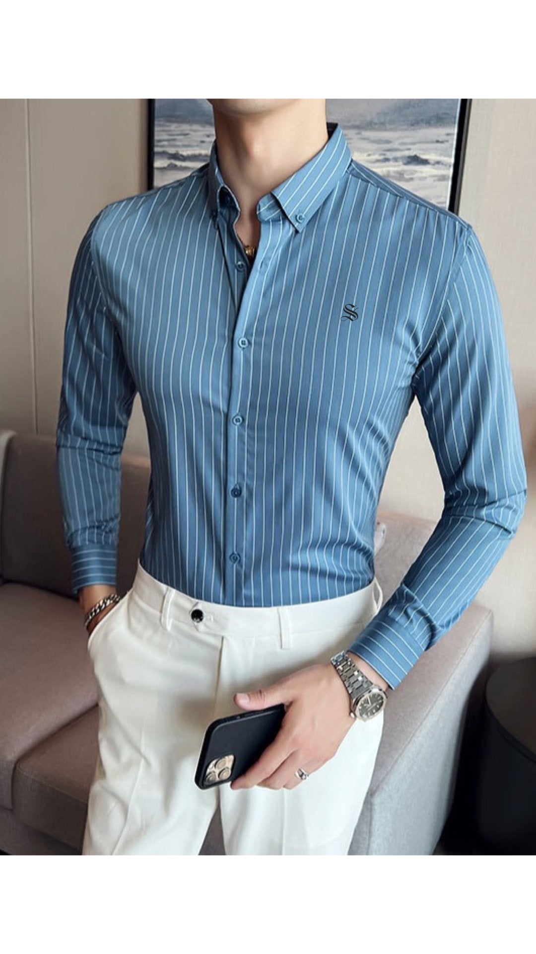 StripDragon - Long Sleeves Shirt for Men - Sarman Fashion - Wholesale Clothing Fashion Brand for Men from Canada