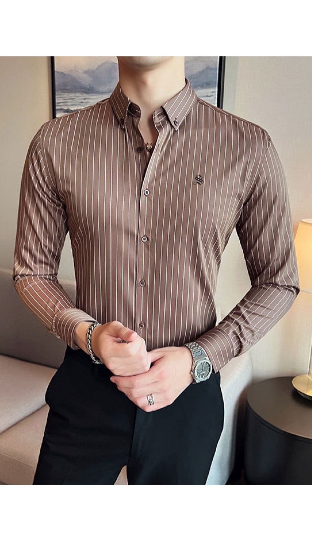 StripDragon - Long Sleeves Shirt for Men - Sarman Fashion - Wholesale Clothing Fashion Brand for Men from Canada