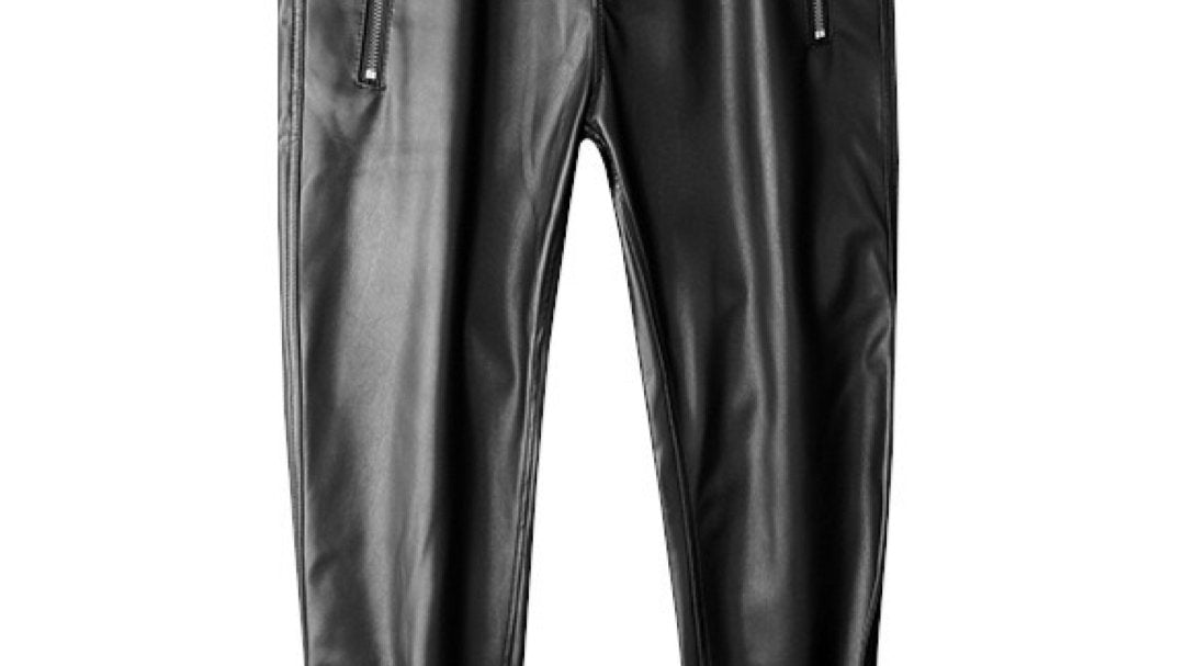 Suedoa - Pu Leather Joggers for Men - Sarman Fashion - Wholesale Clothing Fashion Brand for Men from Canada