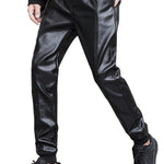 Suldinum - Pu Leather Joggers for Men - Sarman Fashion - Wholesale Clothing Fashion Brand for Men from Canada