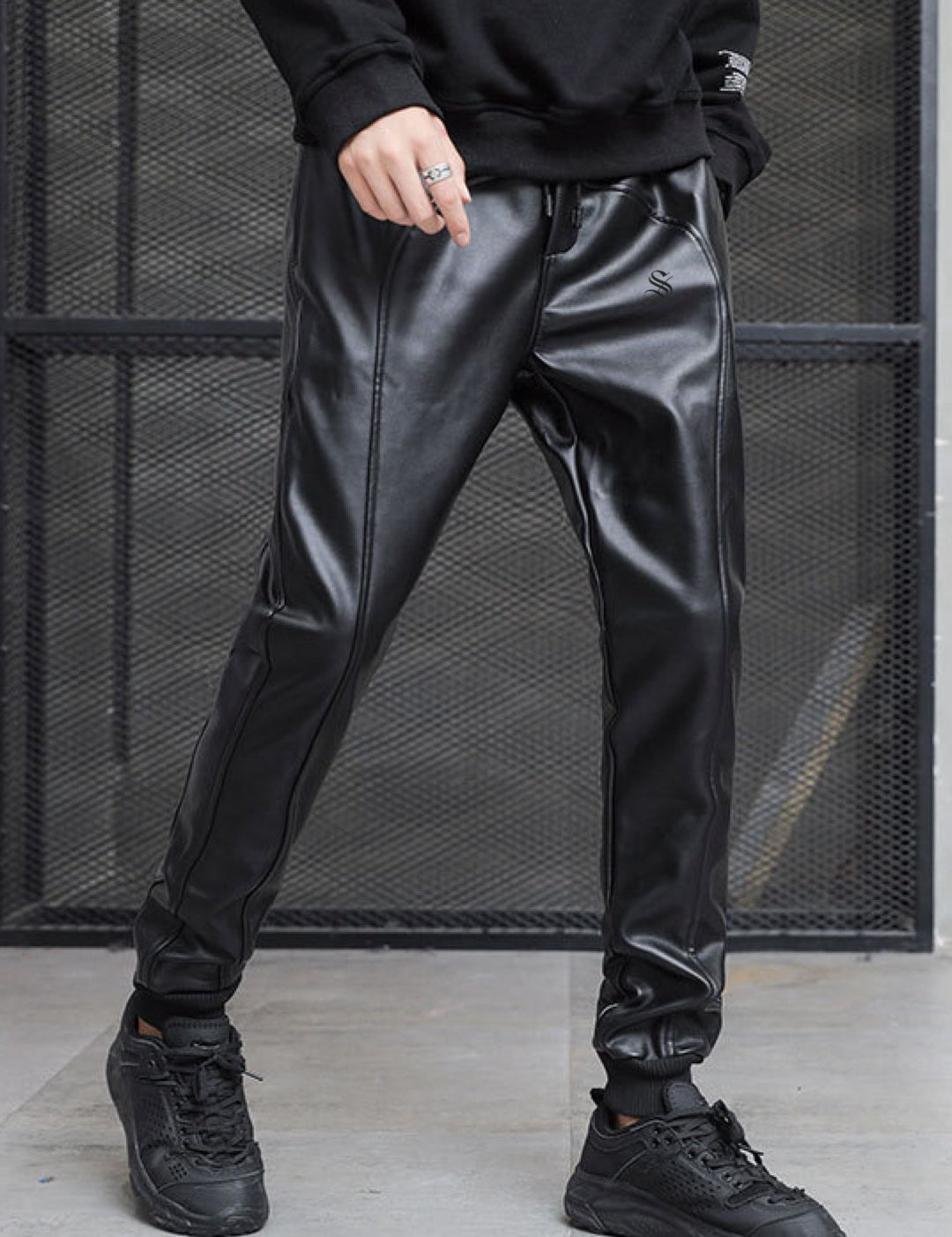 Suldinum - Pu Leather Joggers for Men - Sarman Fashion - Wholesale Clothing Fashion Brand for Men from Canada