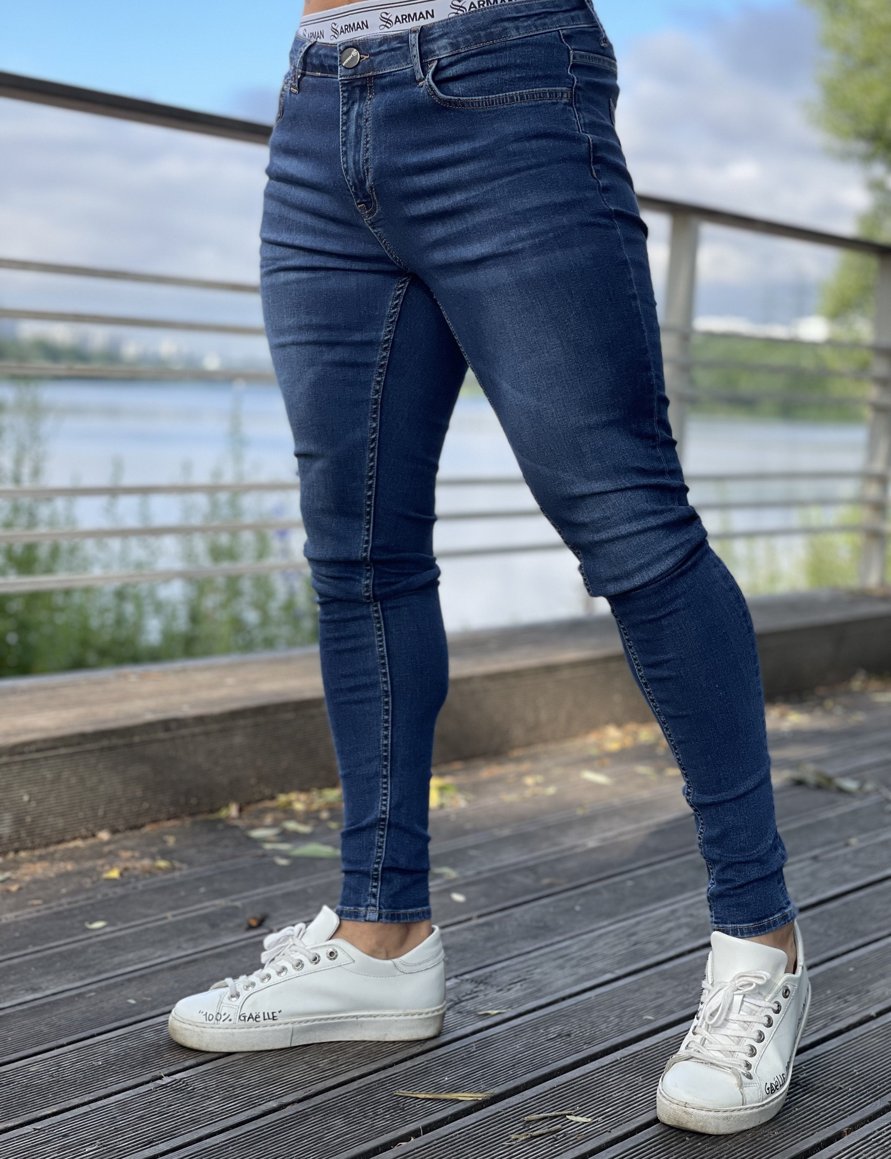 Supreme Leader - Dark Blue Skinny Jeans for Men (PRE-ORDER DISPATCH DATE 25 September 2024) - Sarman Fashion - Wholesale Clothing Fashion Brand for Men from Canada