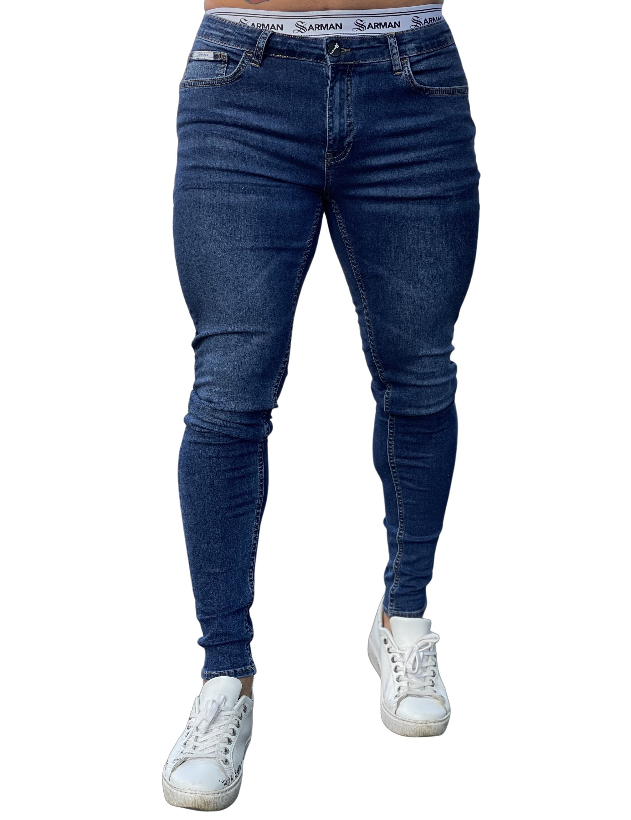Supreme Leader - Dark Blue Skinny Jeans for Men (PRE-ORDER DISPATCH DATE 25 September 2024) - Sarman Fashion - Wholesale Clothing Fashion Brand for Men from Canada