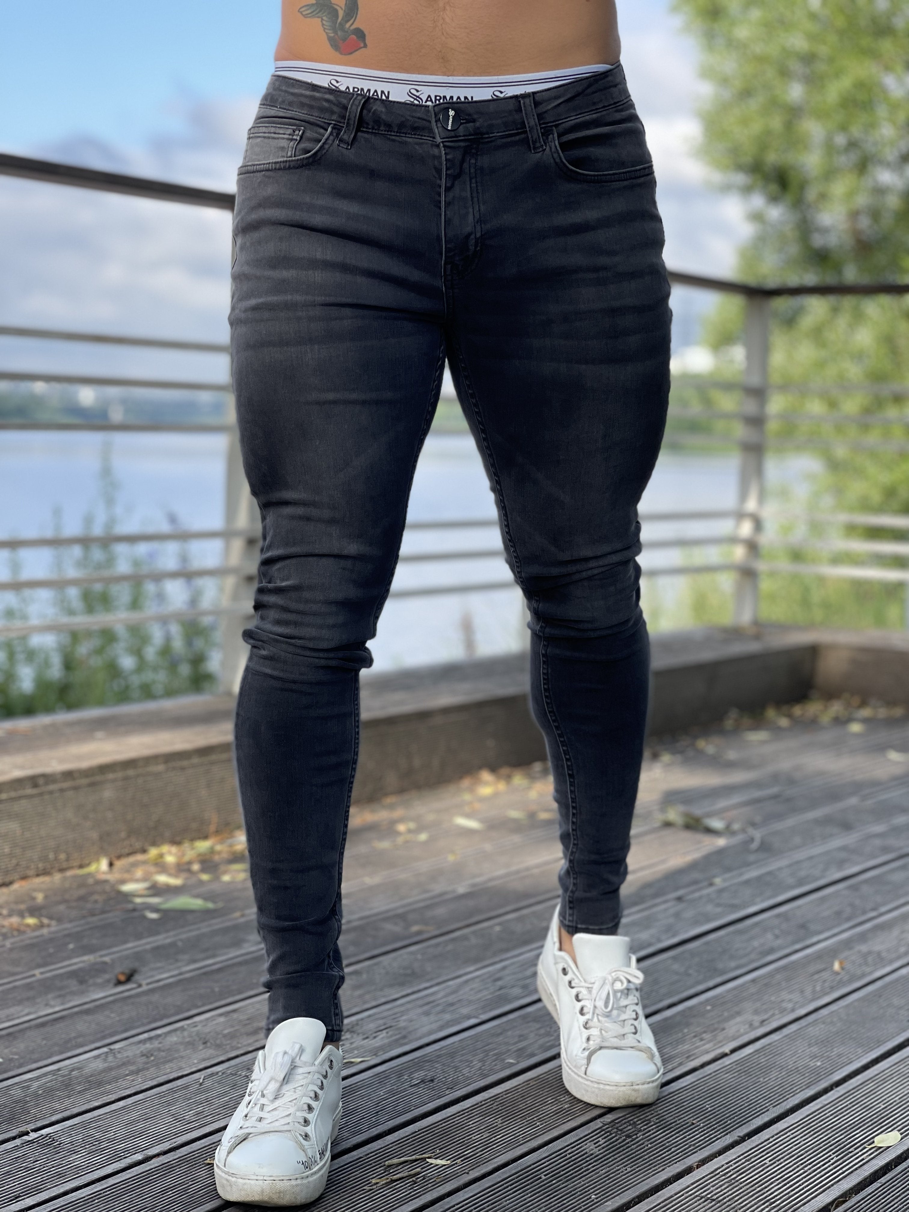 Survival - Grey Skinny Jeans for Men - Sarman Fashion - Wholesale Clothing Fashion Brand for Men from Canada