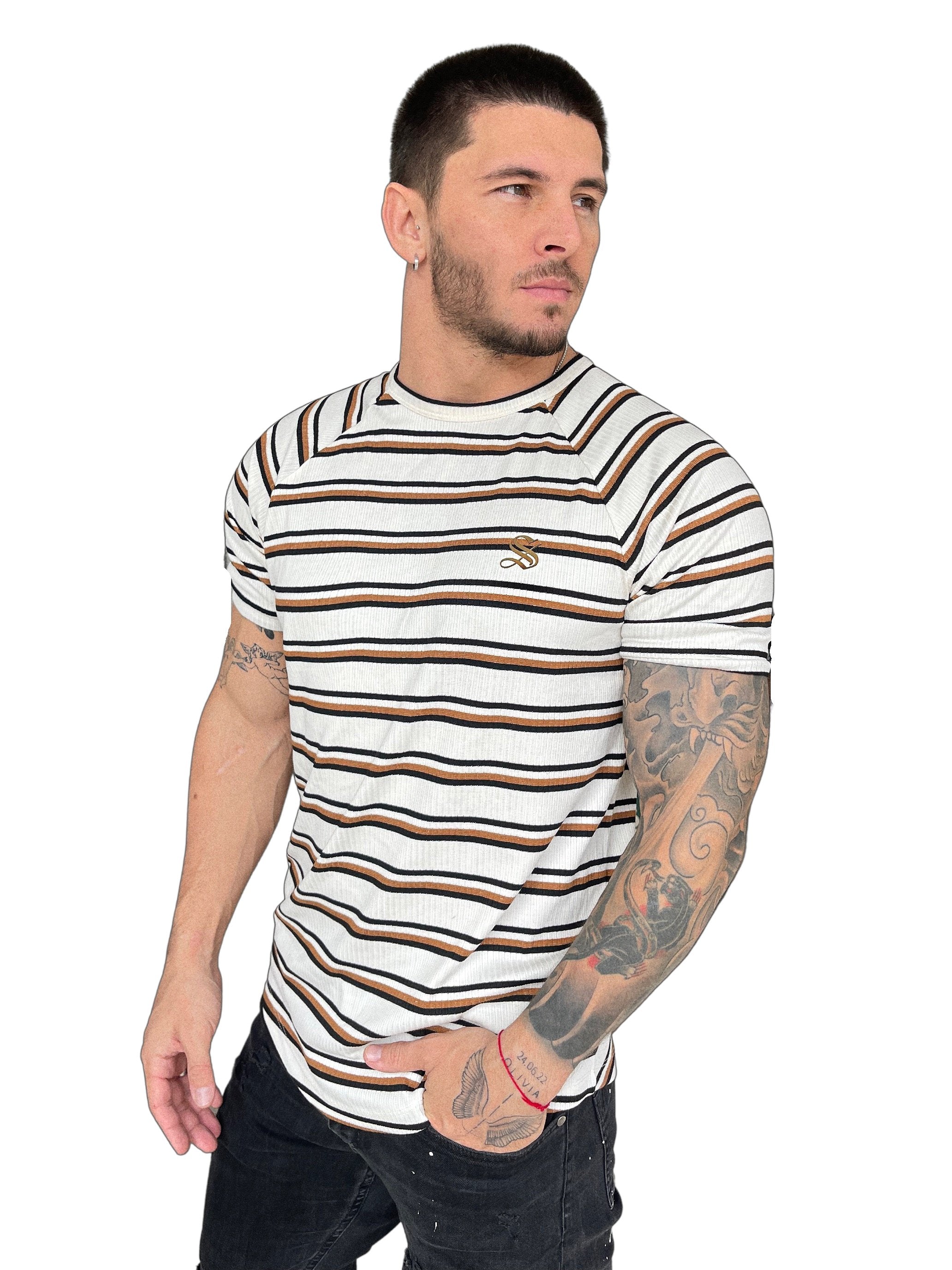 Tcharek Plorby - White T-shirt for Men - Sarman Fashion - Wholesale Clothing Fashion Brand for Men from Canada