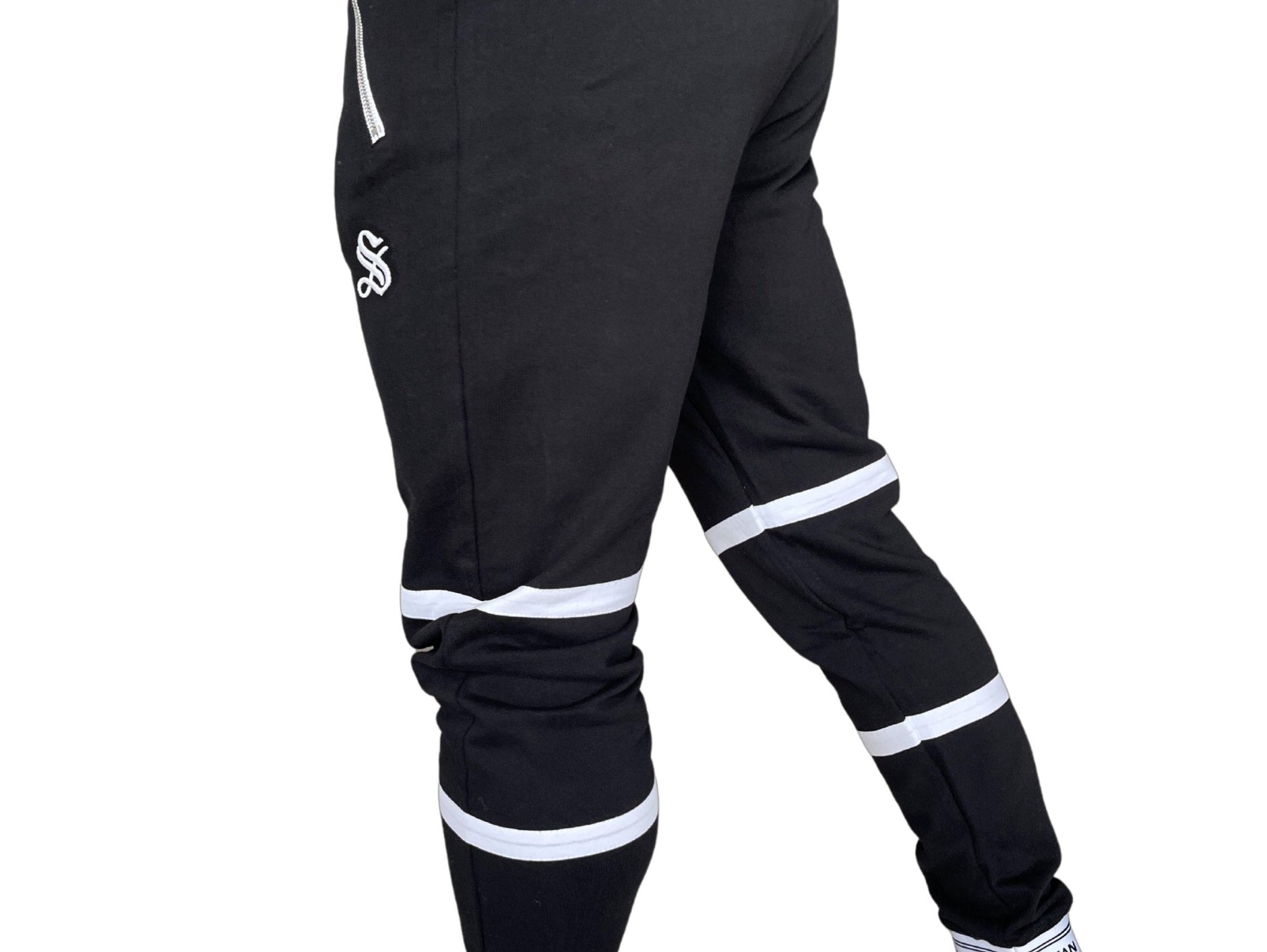 Time - Black/White Joggers for Men - Sarman Fashion - Wholesale Clothing Fashion Brand for Men from Canada