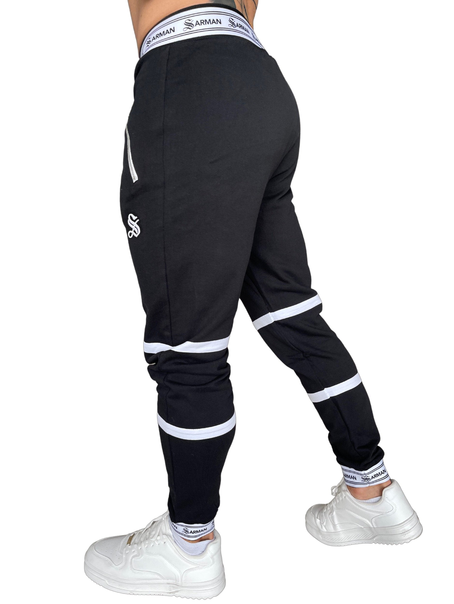 Time - Black/White Joggers for Men - Sarman Fashion - Wholesale Clothing Fashion Brand for Men from Canada