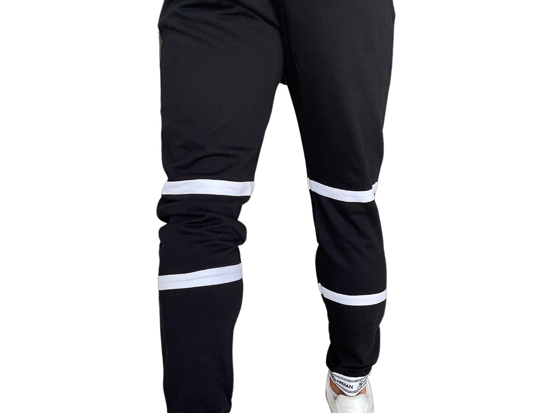 Time - Black/White Joggers for Men - Sarman Fashion - Wholesale Clothing Fashion Brand for Men from Canada