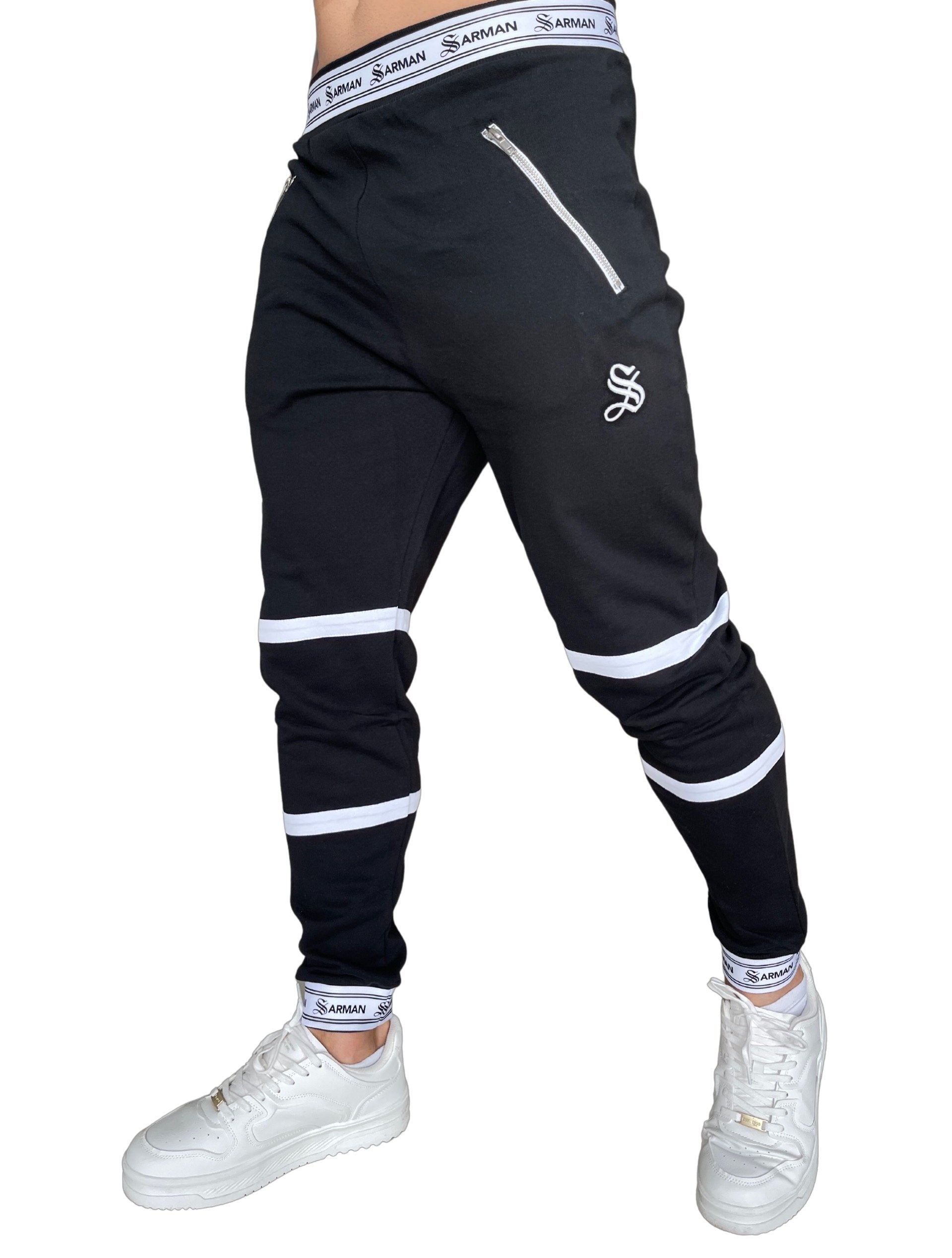Time - Black/White Joggers for Men - Sarman Fashion - Wholesale Clothing Fashion Brand for Men from Canada