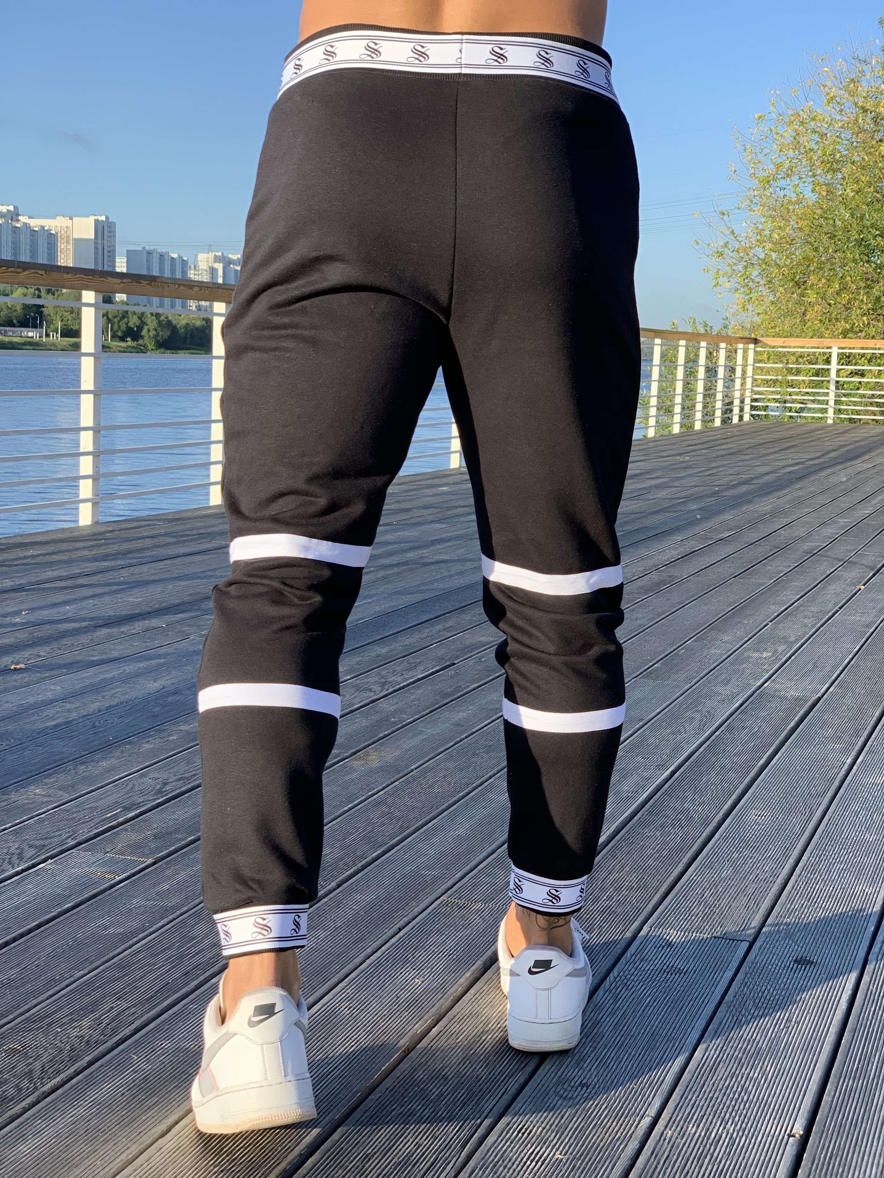 Time - Black/White Joggers for Men (PRE-ORDER DISPATCH DATE 1 JUIN 2021) - Sarman Fashion - Wholesale Clothing Fashion Brand for Men from Canada