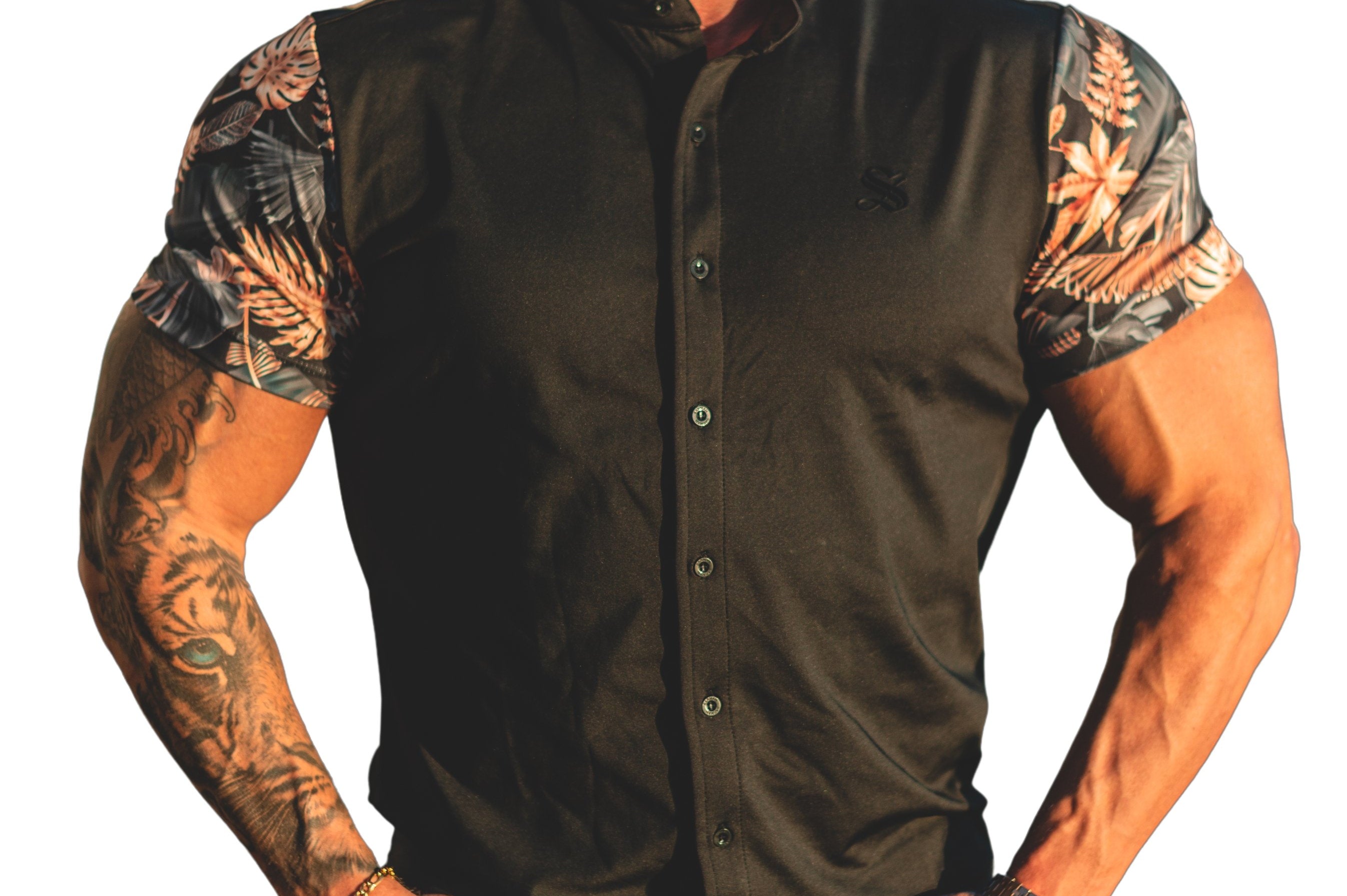 Tropican - Black Shirt for Men - Sarman Fashion - Wholesale Clothing Fashion Brand for Men from Canada