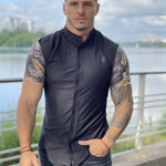 Tropican - Black Shirt for Men (PRE-ORDER DISPATCH DATE 1 JULY 2022) - Sarman Fashion - Wholesale Clothing Fashion Brand for Men from Canada