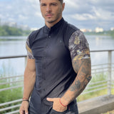 Tropican - Black Shirt for Men (PRE-ORDER DISPATCH DATE 1 JULY 2022) - Sarman Fashion - Wholesale Clothing Fashion Brand for Men from Canada